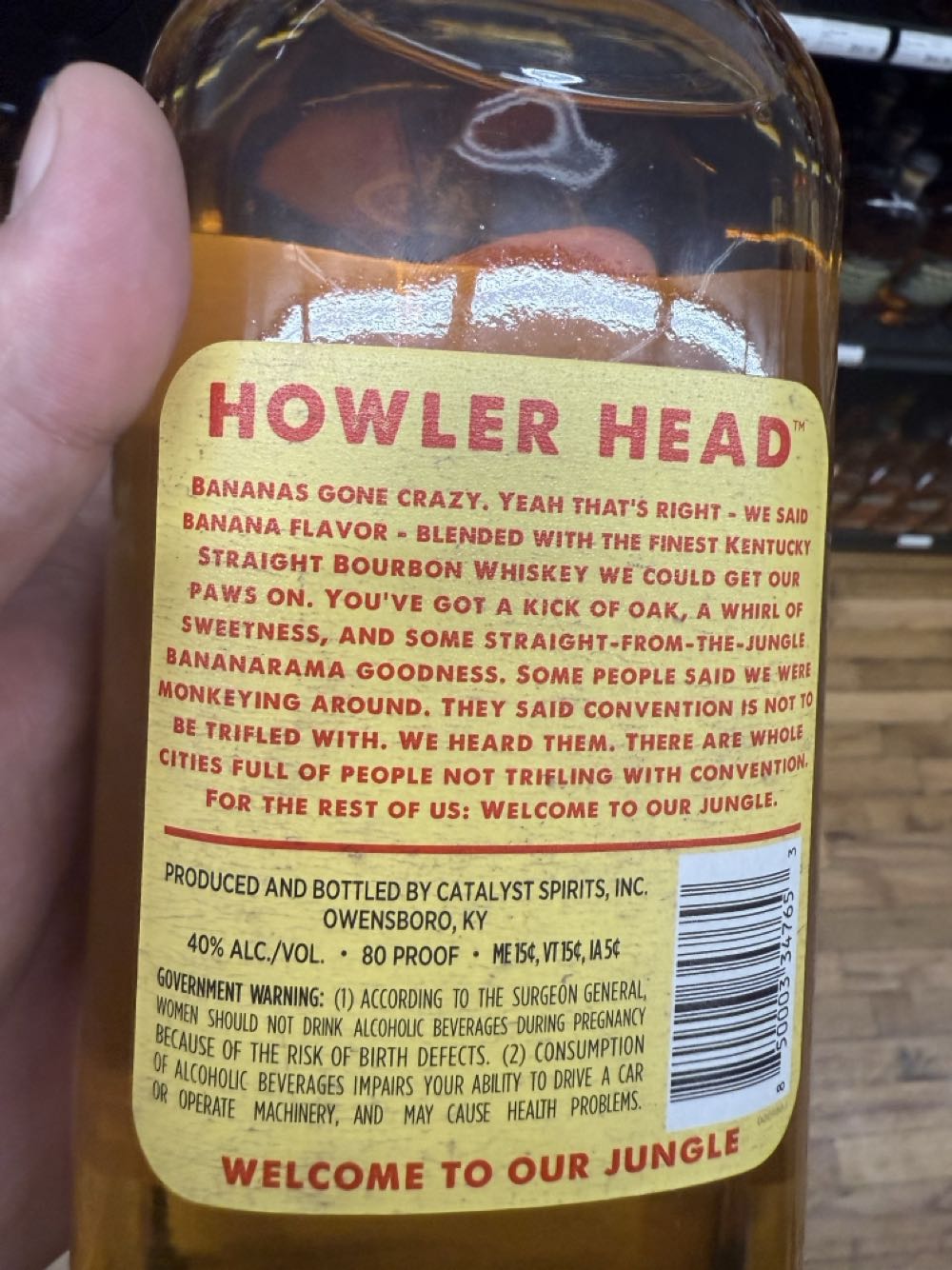 Howler Head Banana Infused Kentucky Straight Bourbon 750ml - Wooler Brands (750 mL) alcohol collectible [Barcode 850003347653] - Main Image 2