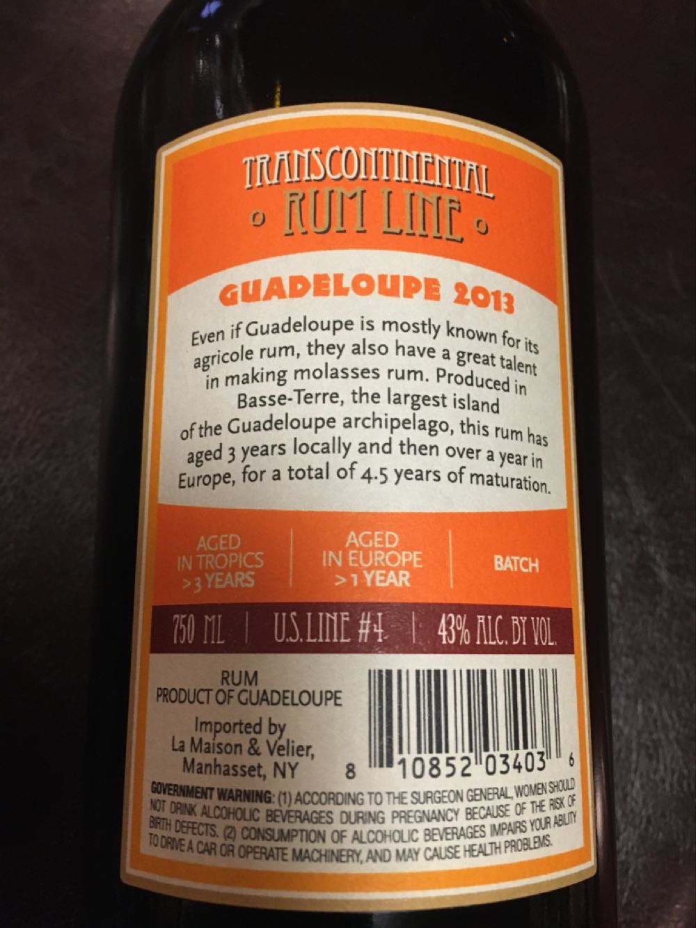 TCRL Guadeloupe 2013  (750 mL) alcohol collectible [Barcode 810852034036] - Main Image 3