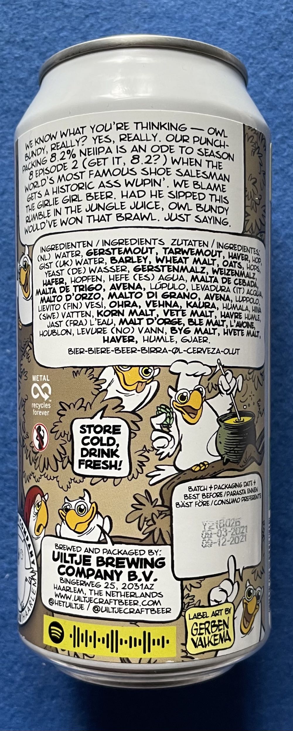 Owl Bundy - Uiltje Brewing Company (440 mL) alcohol collectible [Barcode 8719325540741] - Main Image 3