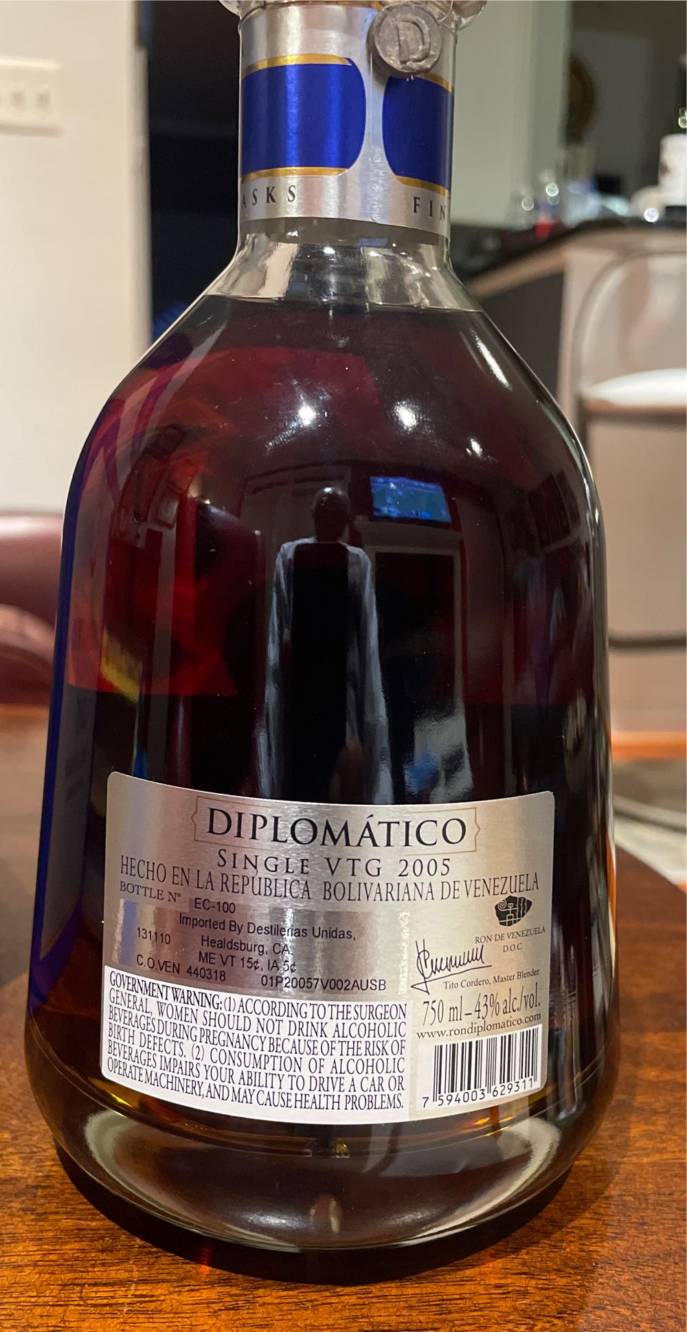Diplomatico Single Vintage 2005 - Venezuela (750 mL) alcohol collectible [Barcode 7594003629311] - Main Image 2