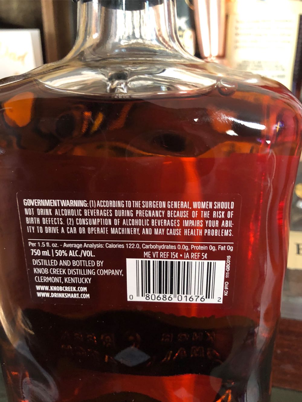 Knob Creek 9yr - Jim B.Beam Distilling Co. (750 mL) alcohol collectible [Barcode 080686016762] - Main Image 3