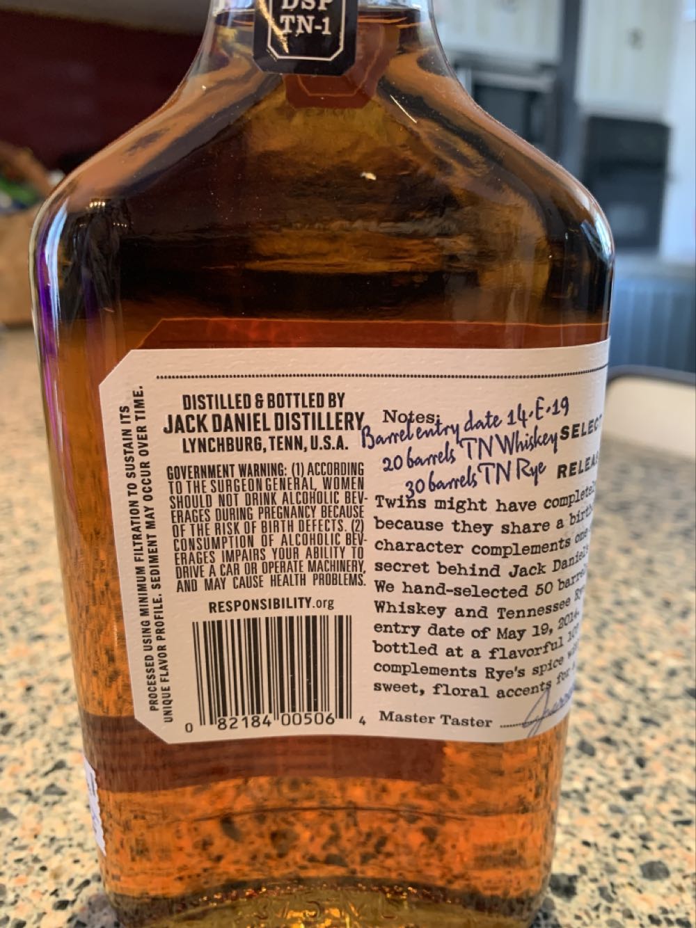 Tennessee Taster #7 14E19 Twin Blend 2020 - Jack Daniel Distillery (375 mL) alcohol collectible - Main Image 2