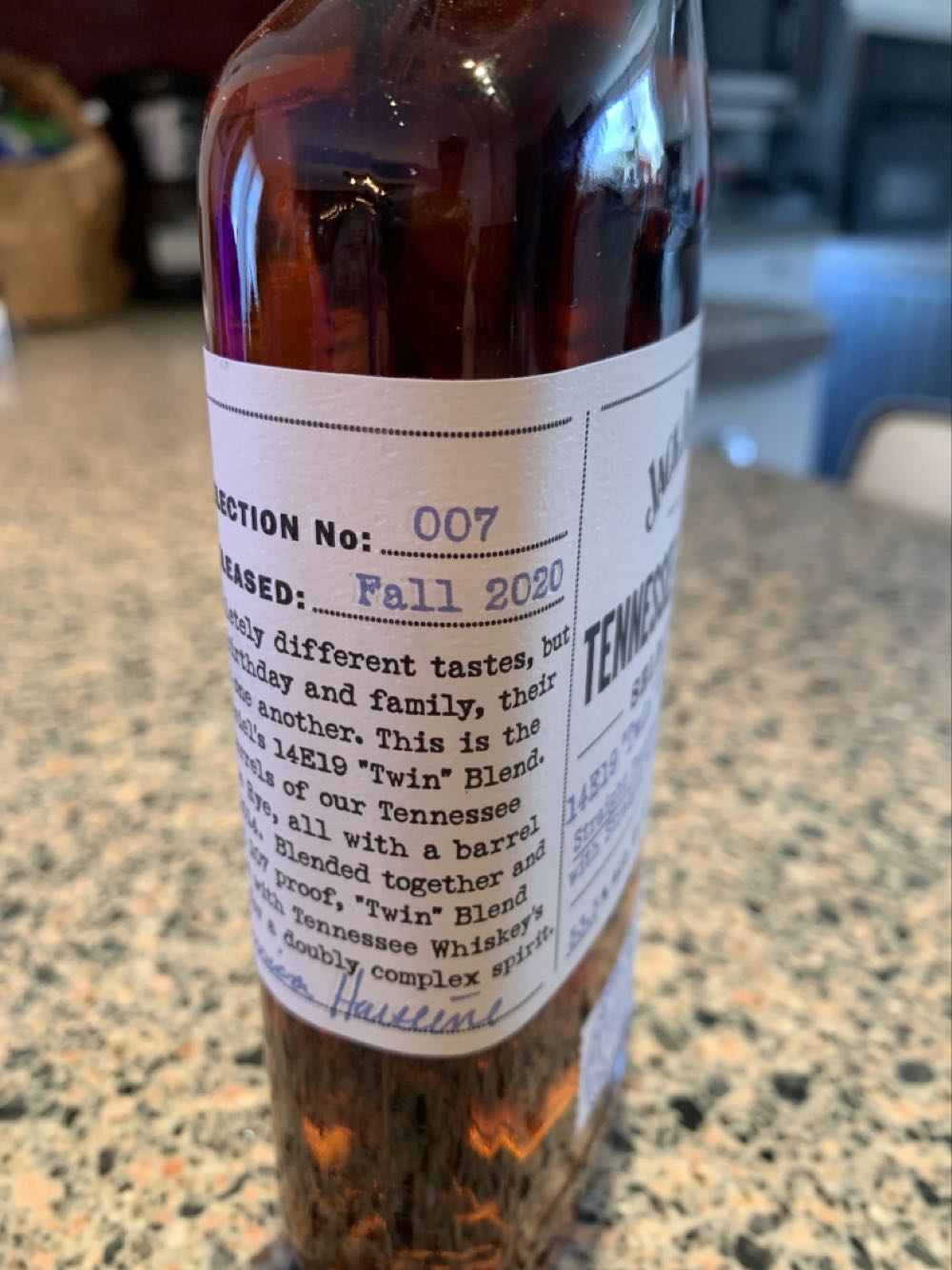 Tennessee Taster #7 14E19 Twin Blend 2020 - Jack Daniel Distillery (375 mL) alcohol collectible - Main Image 3