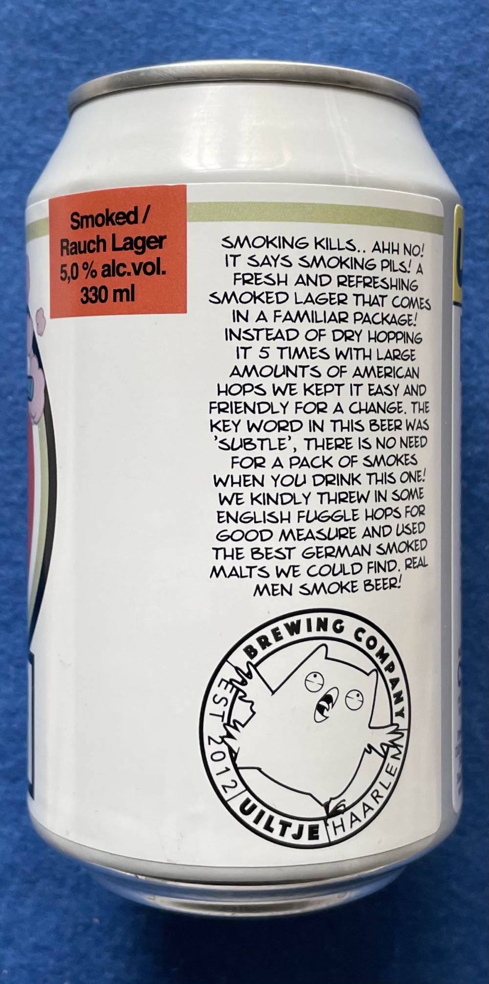 Smoking Pils - Uiltje Brewing Company (330 mL) alcohol collectible [Barcode 8720254563275] - Main Image 2