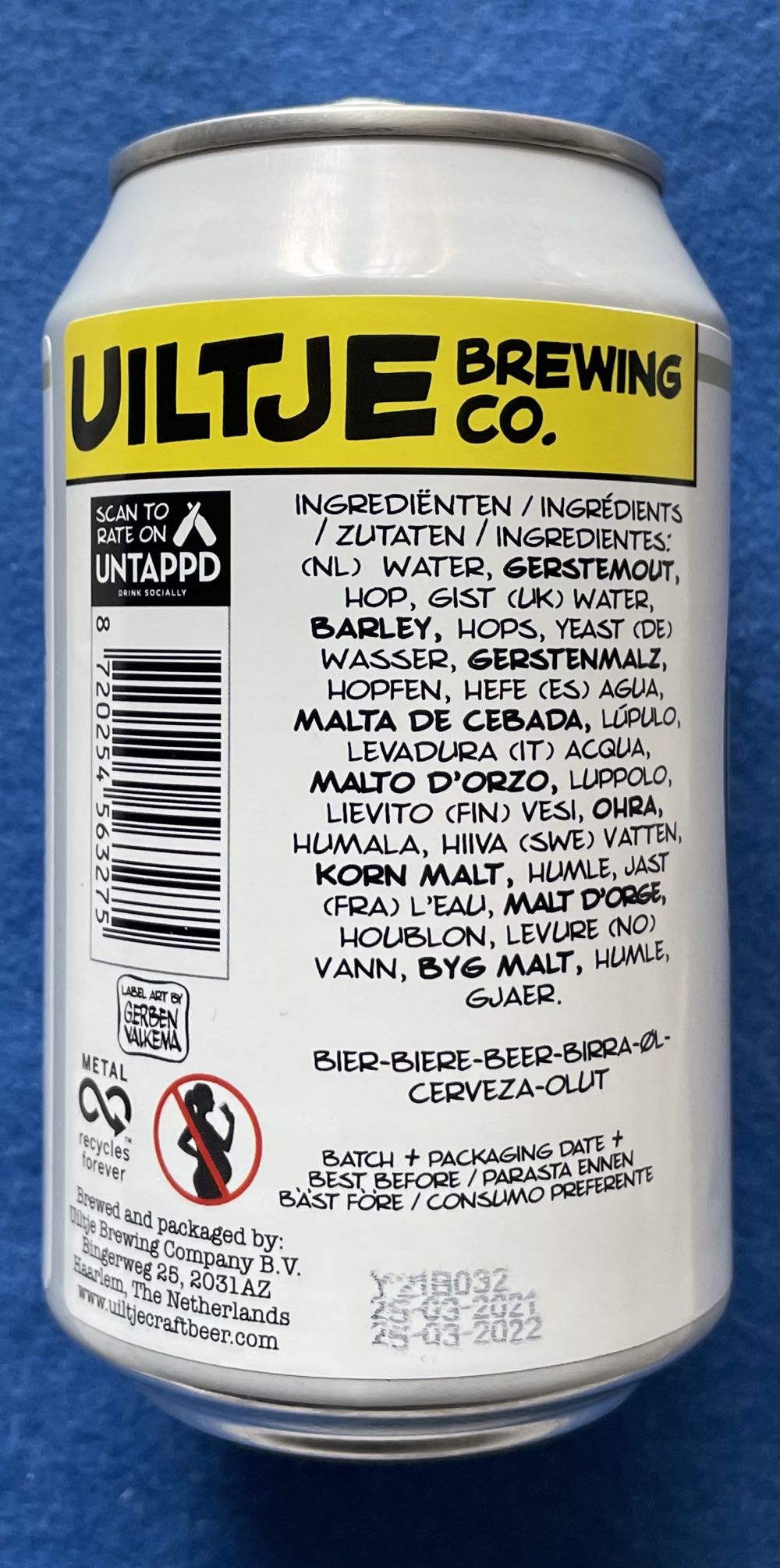 Smoking Pils - Uiltje Brewing Company (330 mL) alcohol collectible [Barcode 8720254563275] - Main Image 3