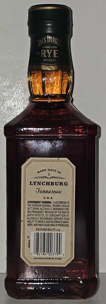 Rye - Jack Daniel Distillery (375 mL) alcohol collectible [Barcode 082184003794] - Main Image 3