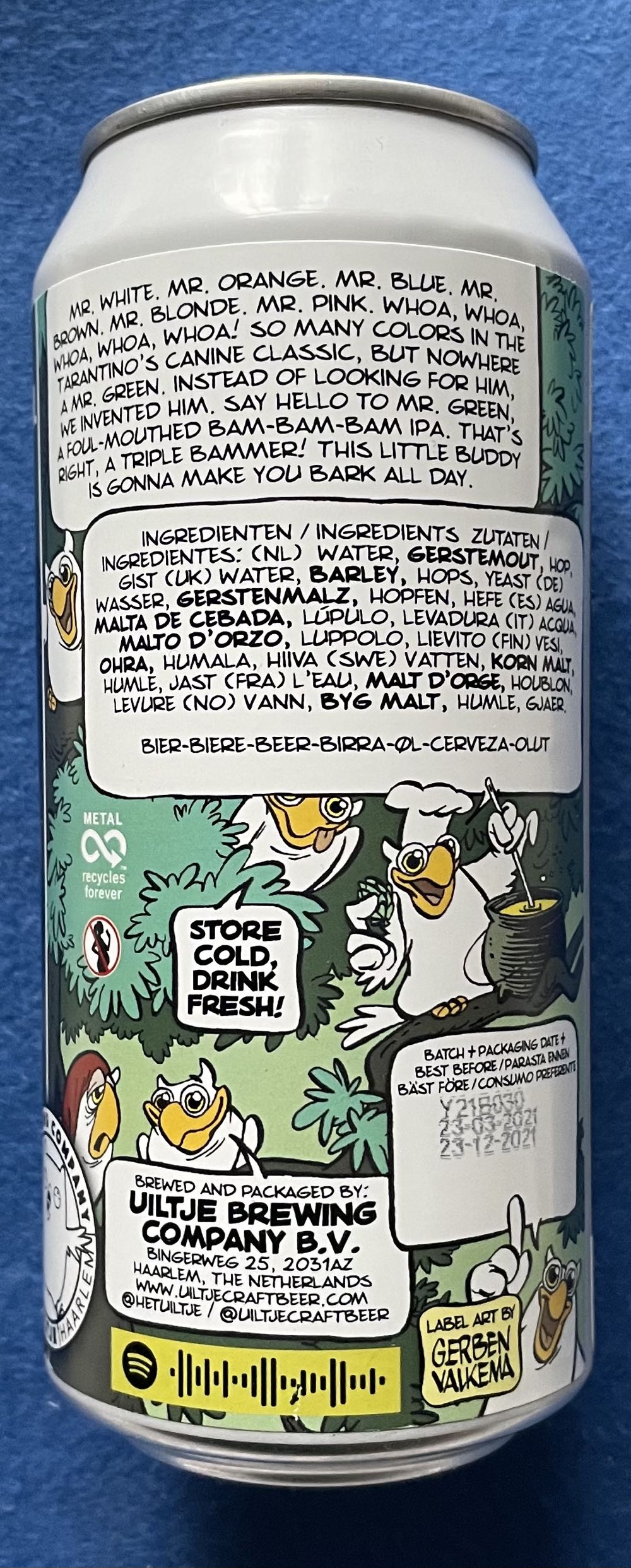 Mr. Green - Uiltje Brewing Company (440 mL) alcohol collectible [Barcode 8719325540772] - Main Image 3