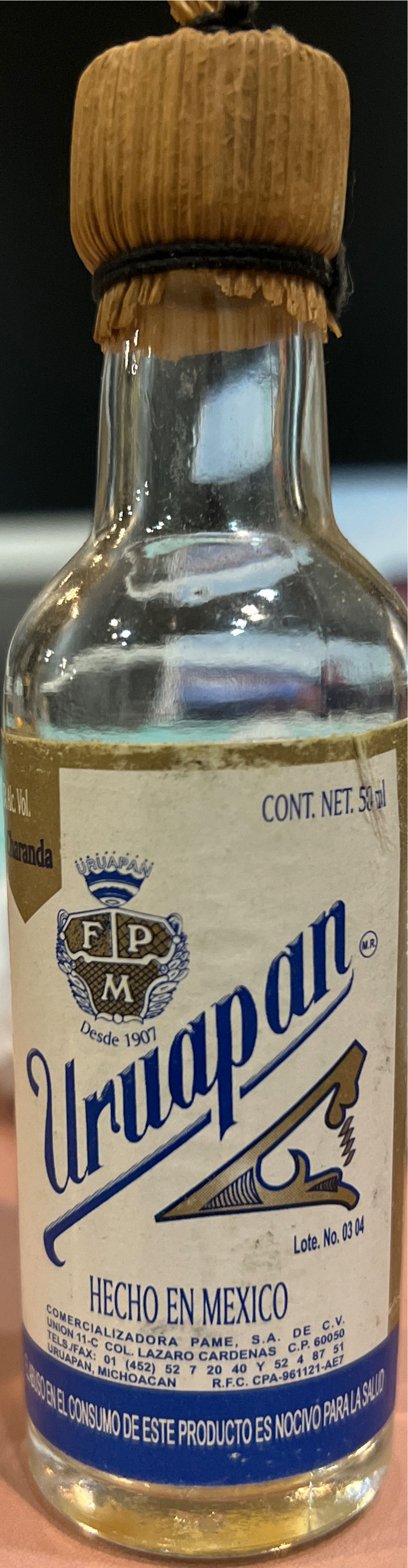 Uruapan Charanda Blanco Rum - Diageo Mexico Comercializadora S.A. De C.V. alcohol collectible [Barcode 7503007479426] - Main Image 2