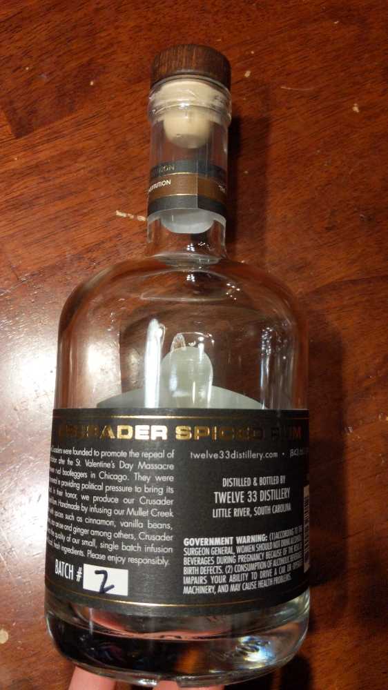 Twelve 33 Crusader Spiced Rum - Twelve 33 Distillery (750 mL) alcohol collectible [Barcode 850002327052] - Main Image 2