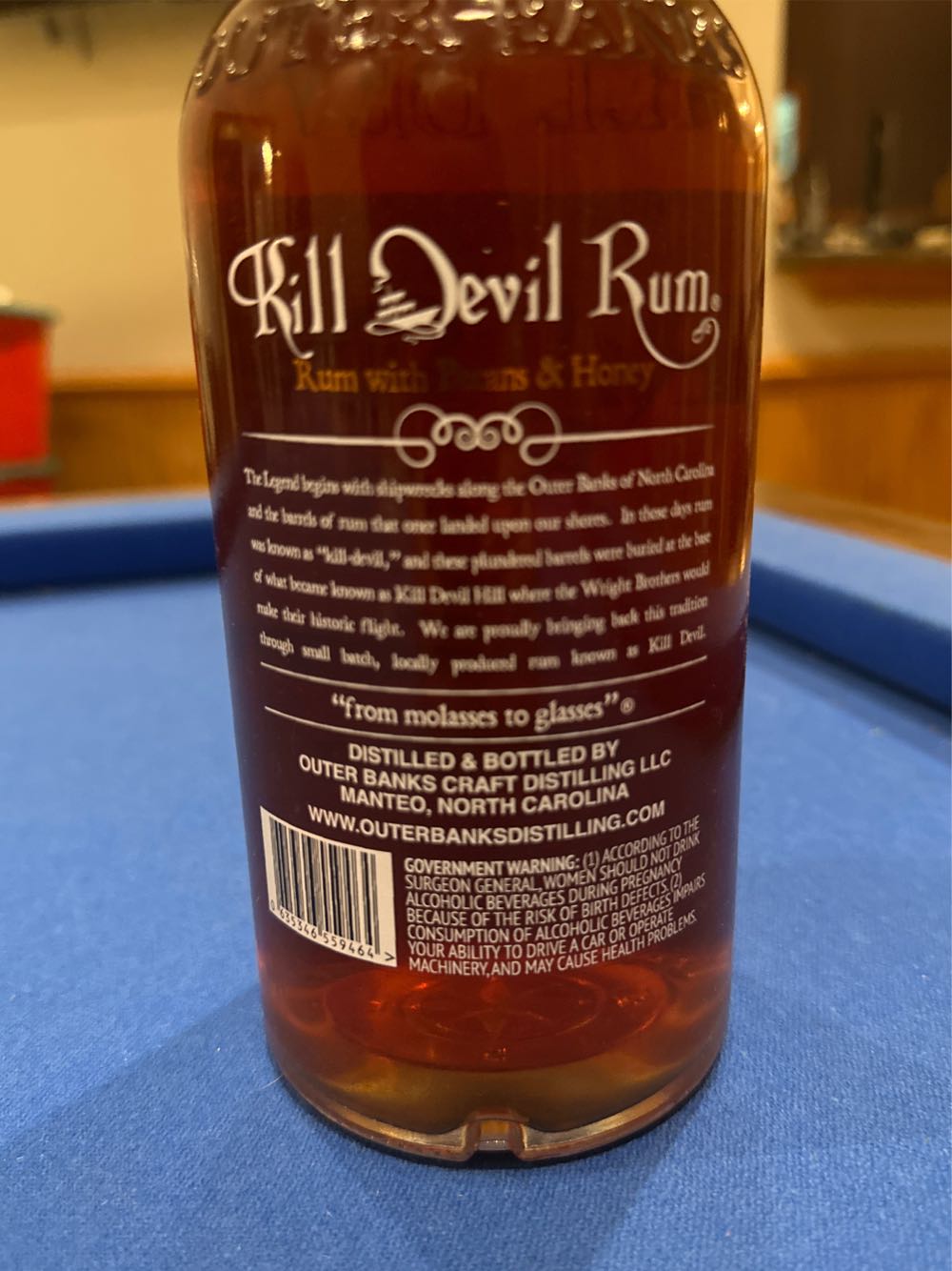 Kill Devil Rum with Pecans and Honey - Outer Banks Distilling Company (750 mL) alcohol collectible [Barcode 635346559464] - Main Image 2