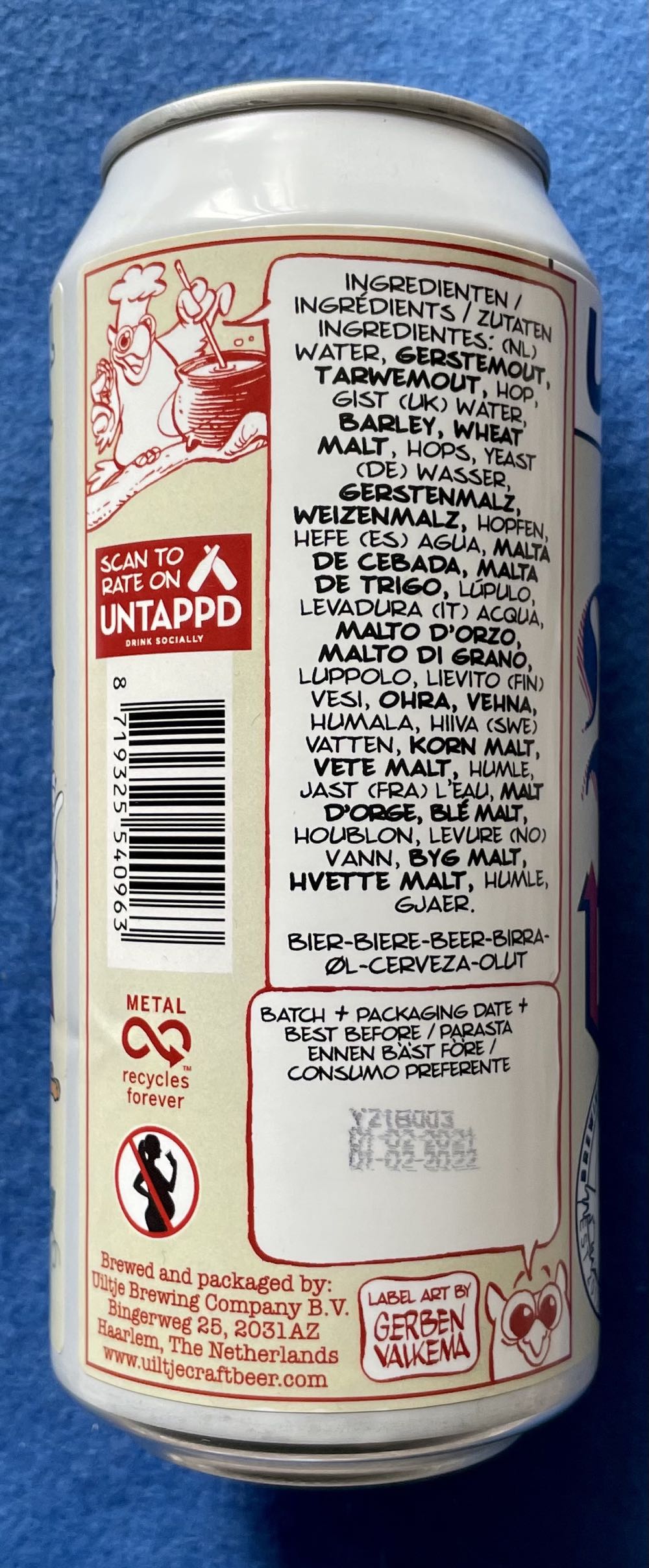 De Biertuin Weizen - Uiltje Brewing Company (440 mL) alcohol collectible [Barcode 8719325540963] - Main Image 3