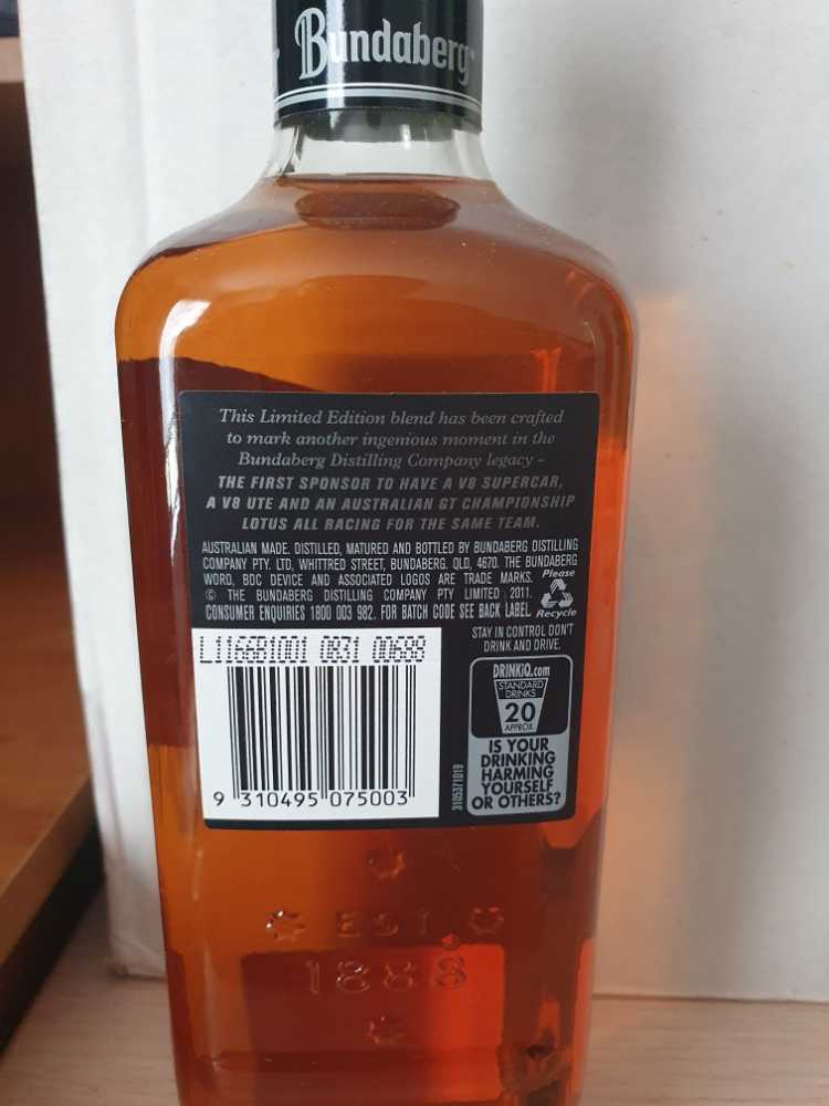 Bundaberg Racing   (700 mL) alcohol collectible [Barcode 9310495075003] - Main Image 2