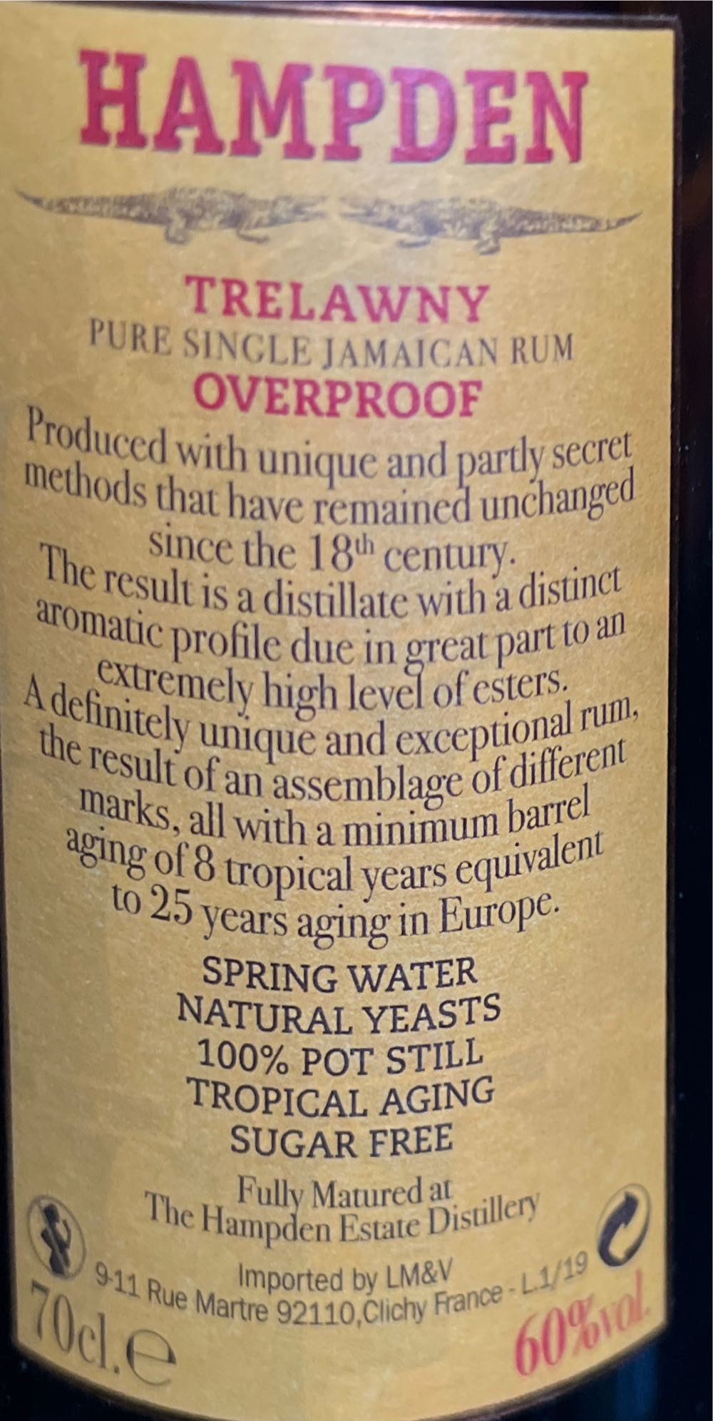 Hampden Estate Single Jamaican Rum Overproof - Hampden Distillery (Trelawny, Jamaica) (700 mL) alcohol collectible [Barcode 810852035019] - Main Image 2