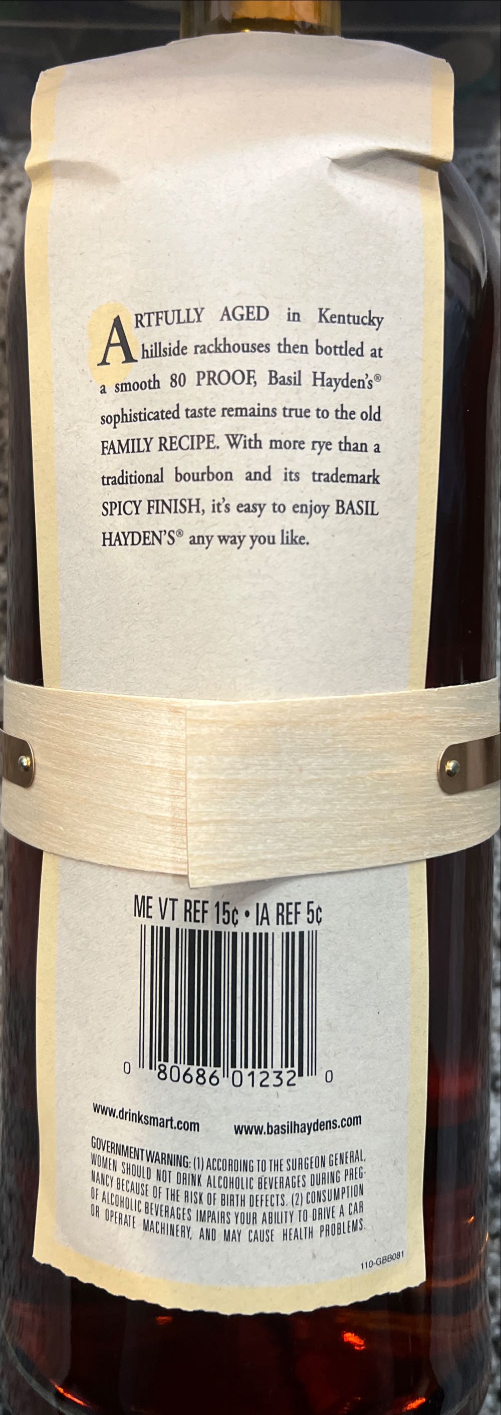 Basil Hayden’s Bourbon Whiskey - Kentucky Springs Distilling Co. (1.75 L) alcohol collectible [Barcode 080686012320] - Main Image 2