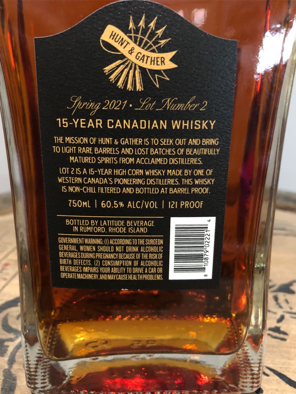 Hunt & Gather Lot 2 15 Year Canadian - Bottled By Latitude Beverage (750 mL) alcohol collectible [Barcode 810879022214] - Main Image 2