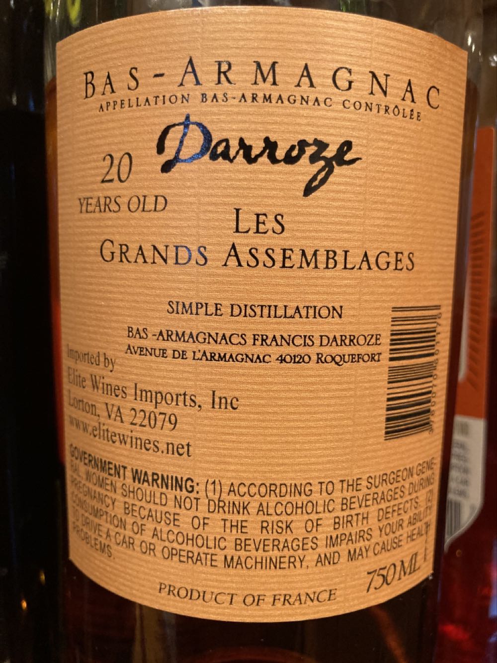 Bas Armagnac Darroze - Bas Armagnac alcohol collectible - Main Image 2