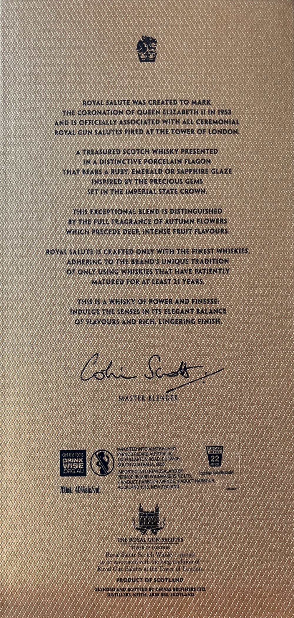 Chivas Royal Salute 21 Year Signature Blend - Johnny Walker & Sons (700 mL) alcohol collectible [Barcode 9300727010414] - Main Image 2