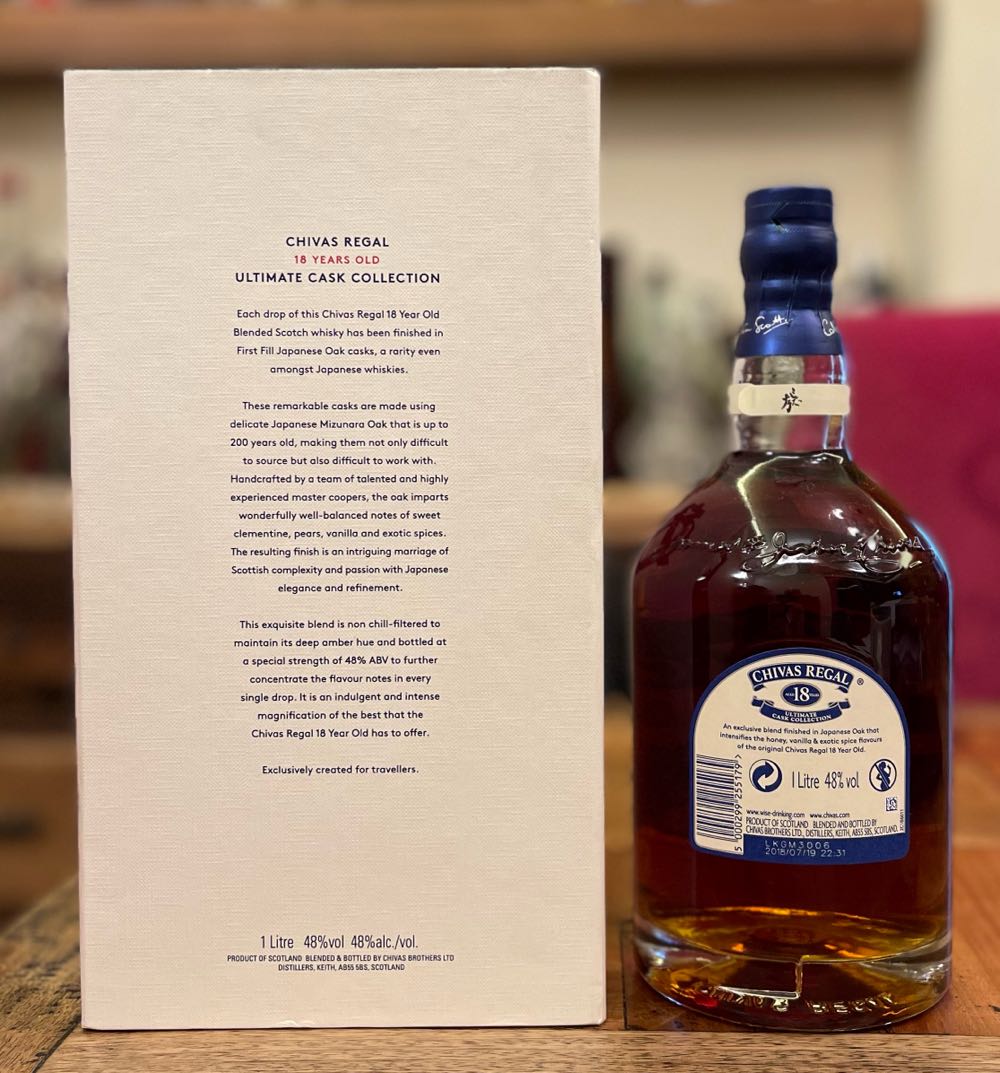 CHIVAS REGAL 18y First Fill Japanese Oak Blended Scotch Whisky  (1000 mL) alcohol collectible [Barcode 5000299255179] - Main Image 2