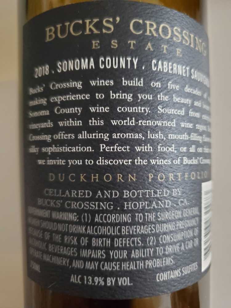 Buck’s Crossing Estate - Duckhorn Wine Company (750 mL) alcohol collectible [Barcode 669576030073] - Main Image 2
