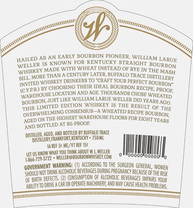 Weller C.Y.P.B. - Buffalo Trace (750mL) alcohol collectible [Barcode 088004031480] - Main Image 2