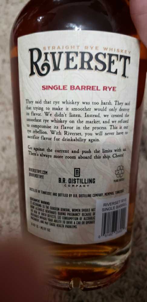 Riverset Rye Single Barrel   (750 mL) alcohol collectible [Barcode 051497233020] - Main Image 2