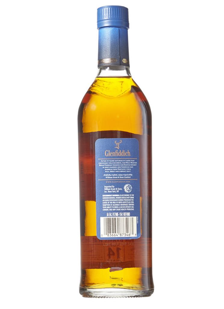 Glenfiddich 14 Year Old - Glenfiddich Distillery (William Grant & Sons) (700 ml) alcohol collectible [Barcode 083664873463] - Main Image 2