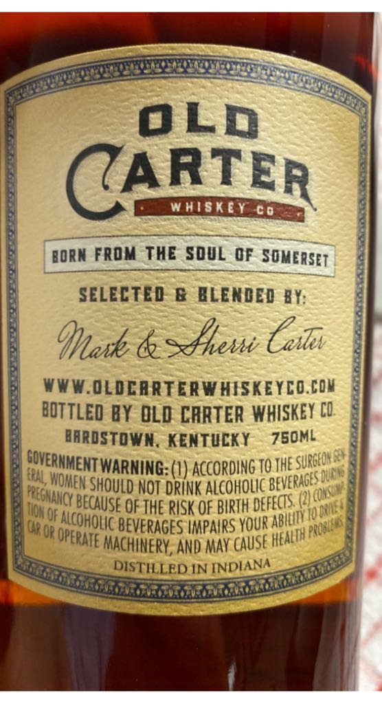 Old Carter - Old Carter Whiskey, Bardstown, KY (750mL) alcohol collectible - Main Image 2