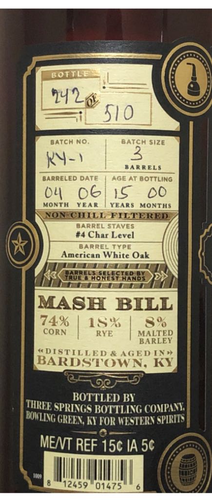 Sam Houston 15 Year - Three Springs Bottling Company (750mL) alcohol collectible [Barcode 812459014756] - Main Image 2