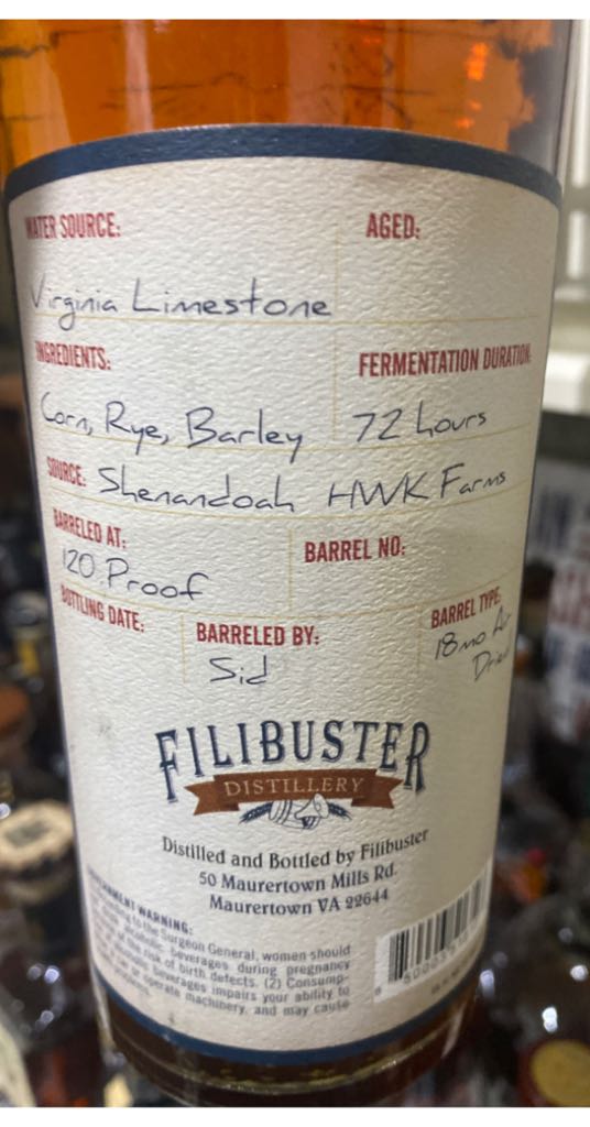 Filibuster Single Barrel - Filibuster (750mL) alcohol collectible [Barcode 850003516103] - Main Image 2