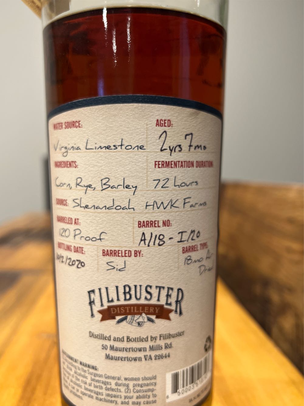 Filibuster Single Barrel - Filibuster (750mL) alcohol collectible [Barcode 850003516103] - Main Image 3