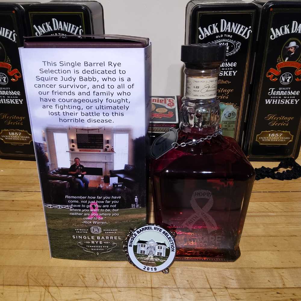 Sunshine State Squires  Coll.Cancer Rye Selection 9-21-19 - Jack Daniel Distillery (750 mL) alcohol collectible [Barcode 082184004272] - Main Image 2