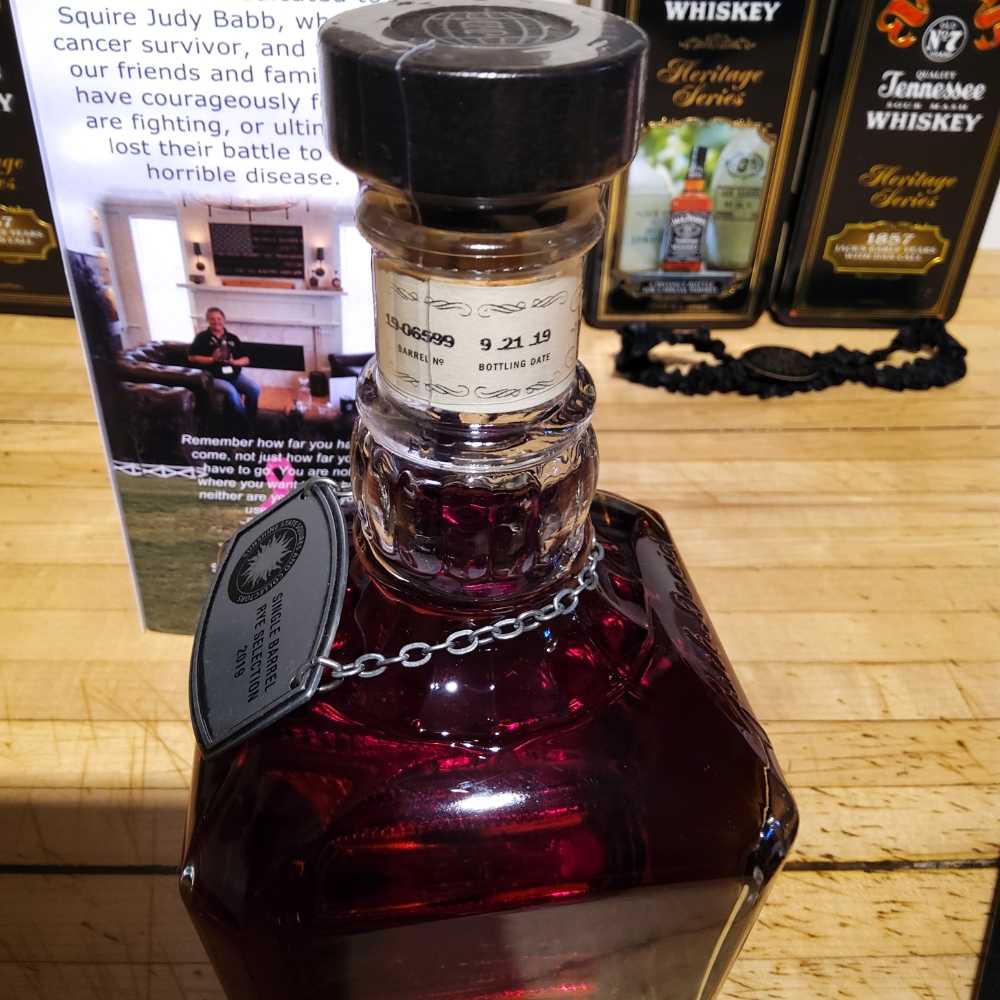 Sunshine State Squires  Coll.Cancer Rye Selection 9-21-19 - Jack Daniel Distillery (750 mL) alcohol collectible [Barcode 082184004272] - Main Image 4