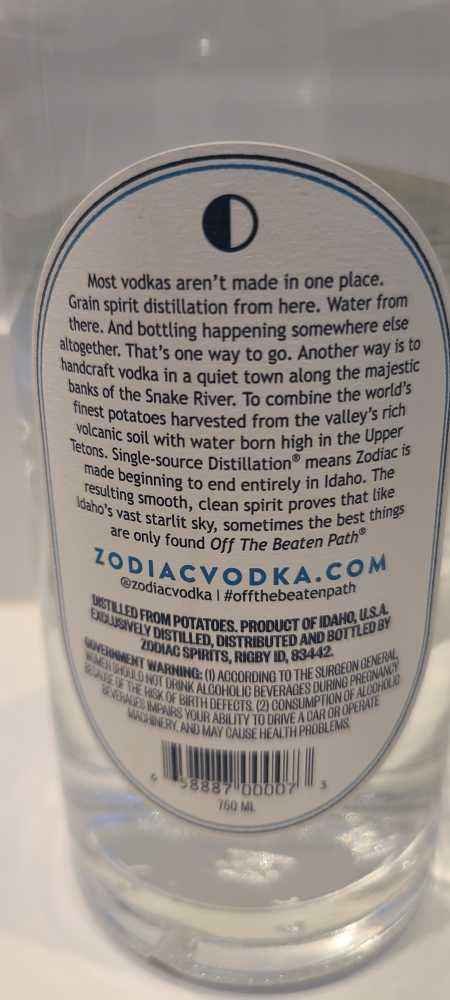 Zodiac Vodka - Zodiac Spirits (750mL) alcohol collectible [Barcode 658887000073] - Main Image 2