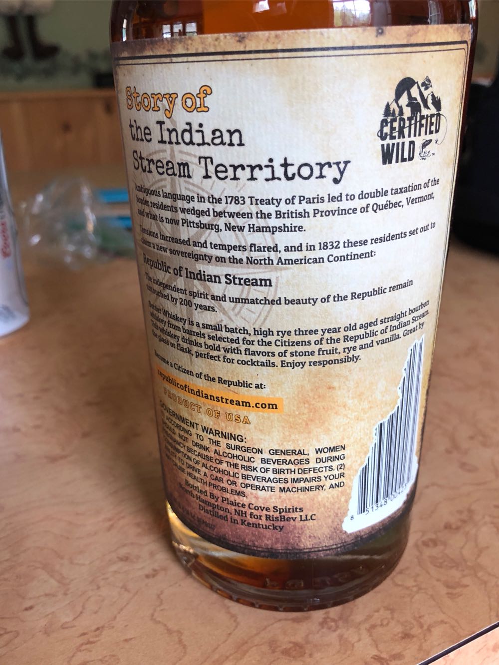 Plaice Cove Spirits Republic Of Indian Stream - Plaice Cove Spirits (750 mL) alcohol collectible [Barcode 851348004232] - Main Image 2