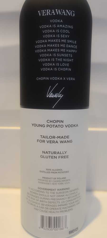 Chopin Vera Wang Vodka  (1 L) alcohol collectible [Barcode 852935001863] - Main Image 2