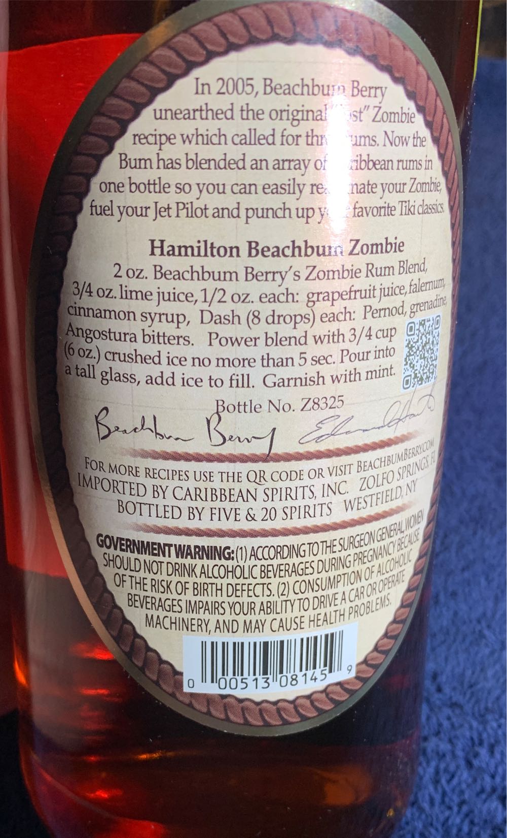Hamilton Beachbum Berry’s Zombie Blend - Hamilton Distillers (1 L) alcohol collectible [Barcode 000513081459] - Main Image 3