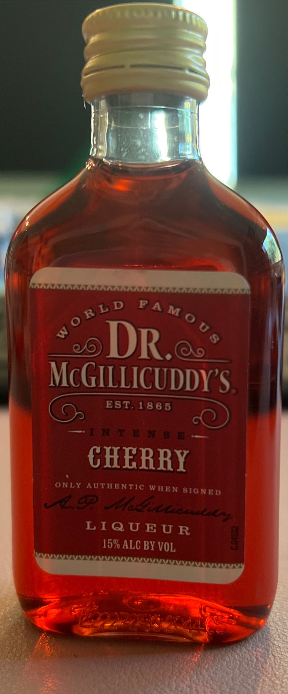 Dr. McGillicuddys Cherry  (50 mL) alcohol collectible [Barcode 088004148263] - Main Image 2