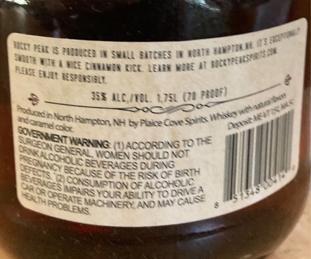 Plaice Cove Spirits Rocky Peak - Plaice Cove Spirits (1.75 L) alcohol collectible [Barcode 851348004140] - Main Image 2