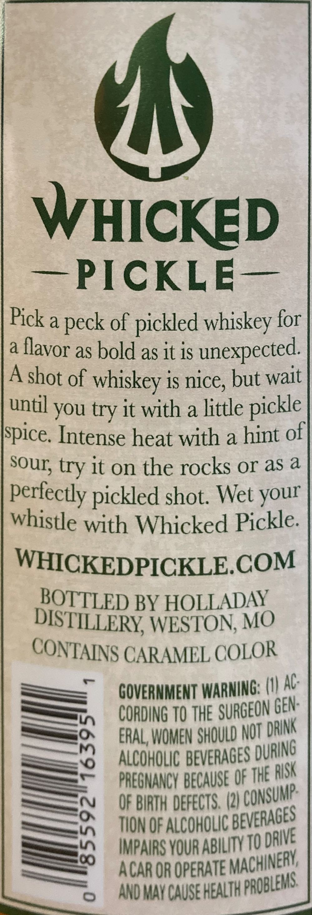 Whicked Pickle Spicy Pickle Flavored Whiskey - Hollady Distillery (750 mL) alcohol collectible [Barcode 085592163951] - Main Image 2