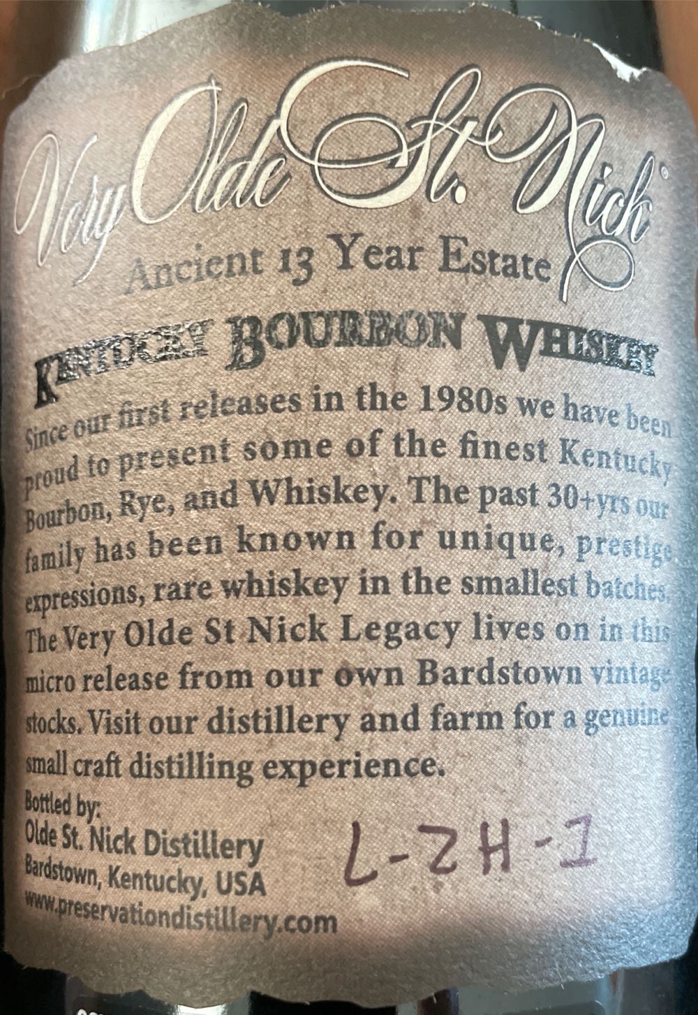Very Olde St. Ancient 13yr - Olde St. Nick Distillery (750 mL) alcohol collectible [Barcode 852543006427] - Main Image 2