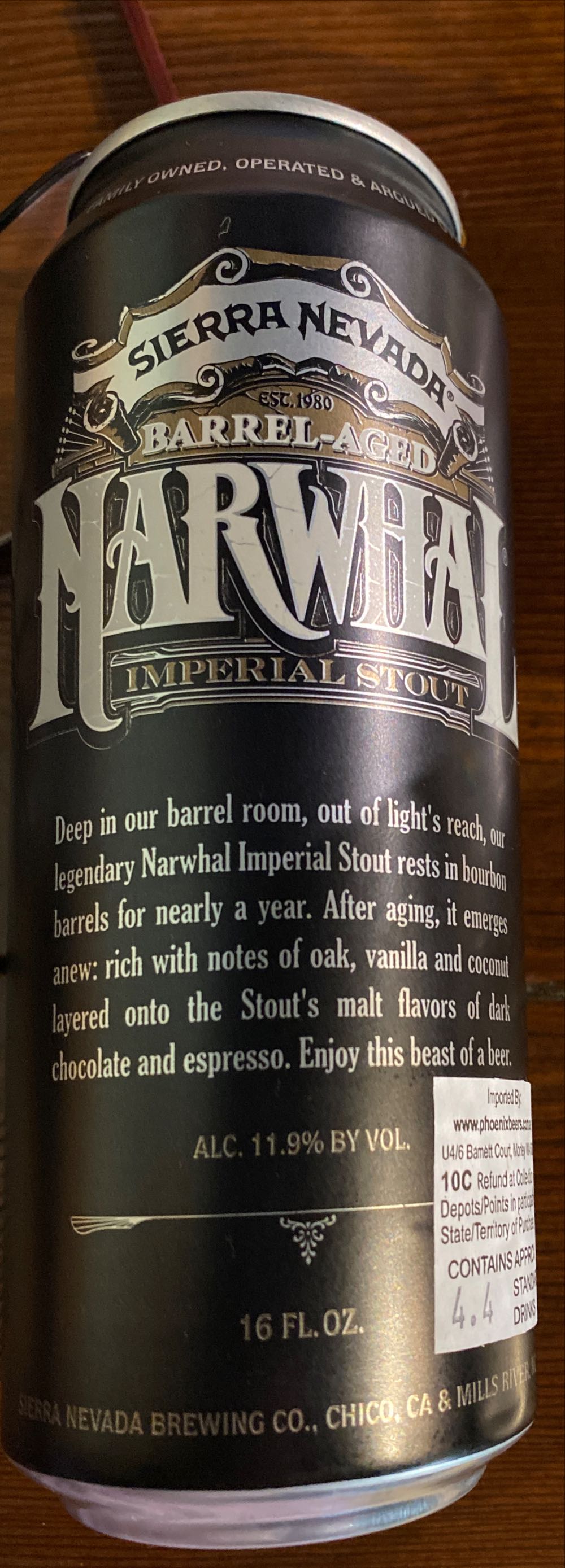 Sierra Nevada Narwhal Imperial Stout  alcohol collectible [Barcode 083783662283] - Main Image 2