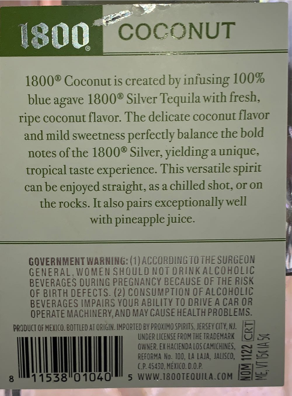 Tequila / Flavored / Coconut 1.75l Wine & Spirits - Proximo Spirits (1.75 L) alcohol collectible [Barcode 811538010405] - Main Image 3