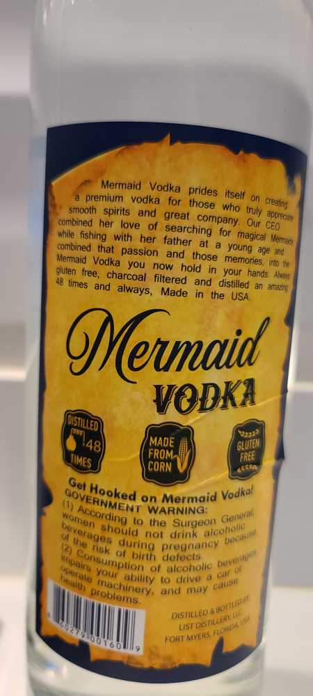 Mermaid Vodka  Nick & Moe’s Liquor - List Distillery, LLC (750 mL) alcohol collectible [Barcode 860279001609] - Main Image 2