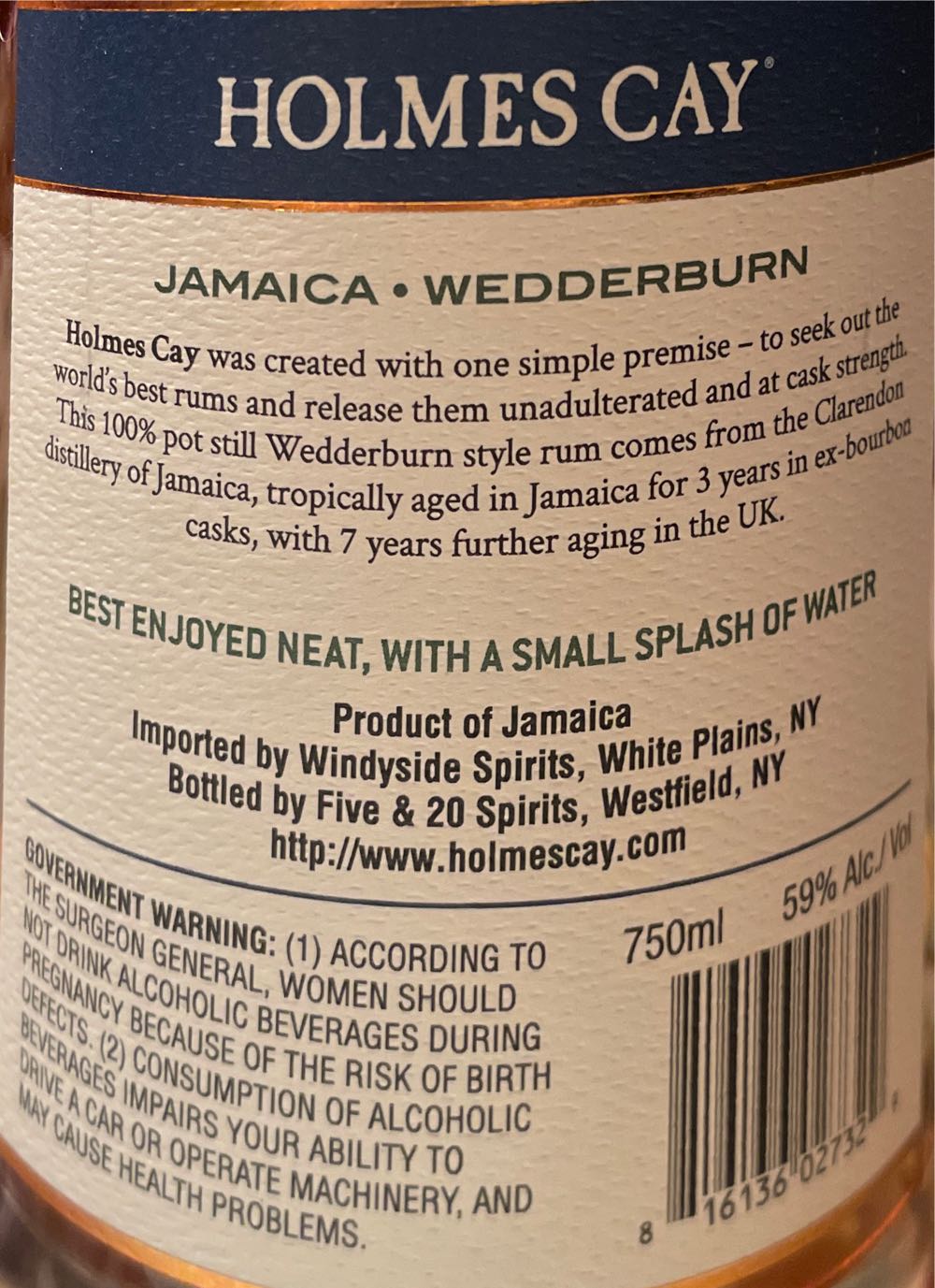 Holmes Cay Jamaica 2012 - Holmes Cay alcohol collectible [Barcode 816136027329] - Main Image 2