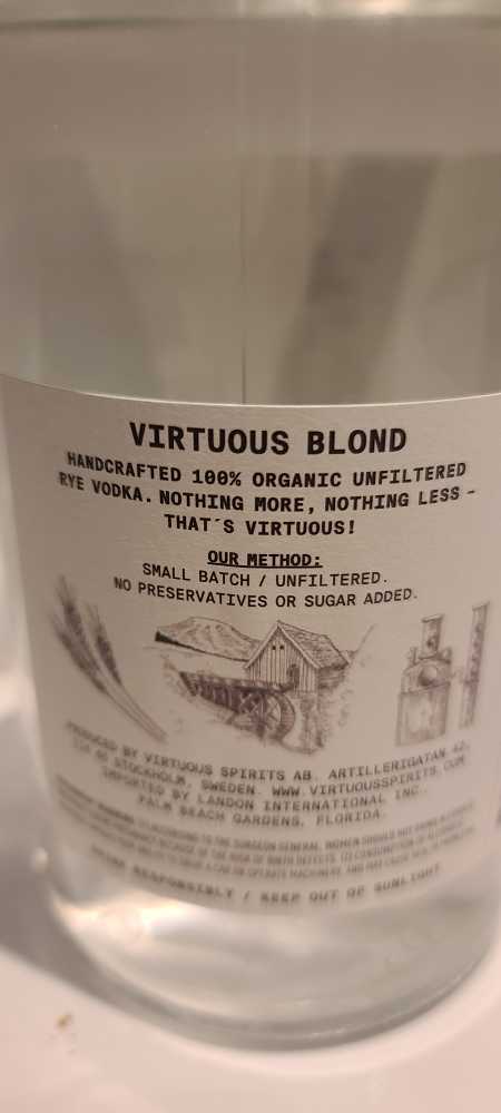 Virtuous Blond - Virtuous Spirits AB (750 mL) alcohol collectible [Barcode 7350068571169] - Main Image 2