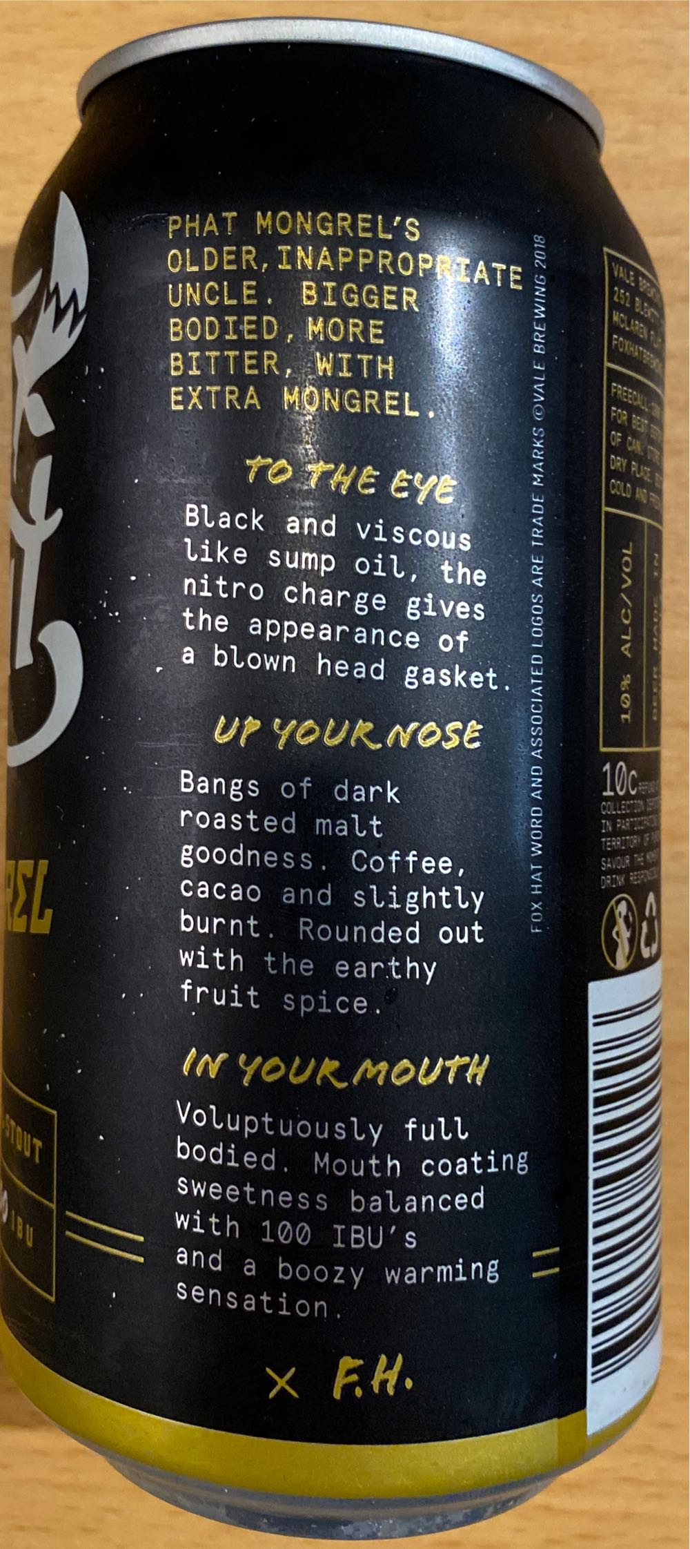 Fox Hat Full Mongrel Russian Imperial Stout 375ml Wine ...  (375 mL) alcohol collectible [Barcode 9340211000996] - Main Image 2