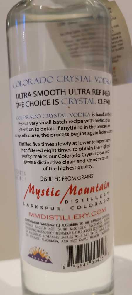 Colorado Cristal  - Mystic Mountain Distillers (750 mL) alcohol collectible [Barcode 856647004051] - Main Image 2