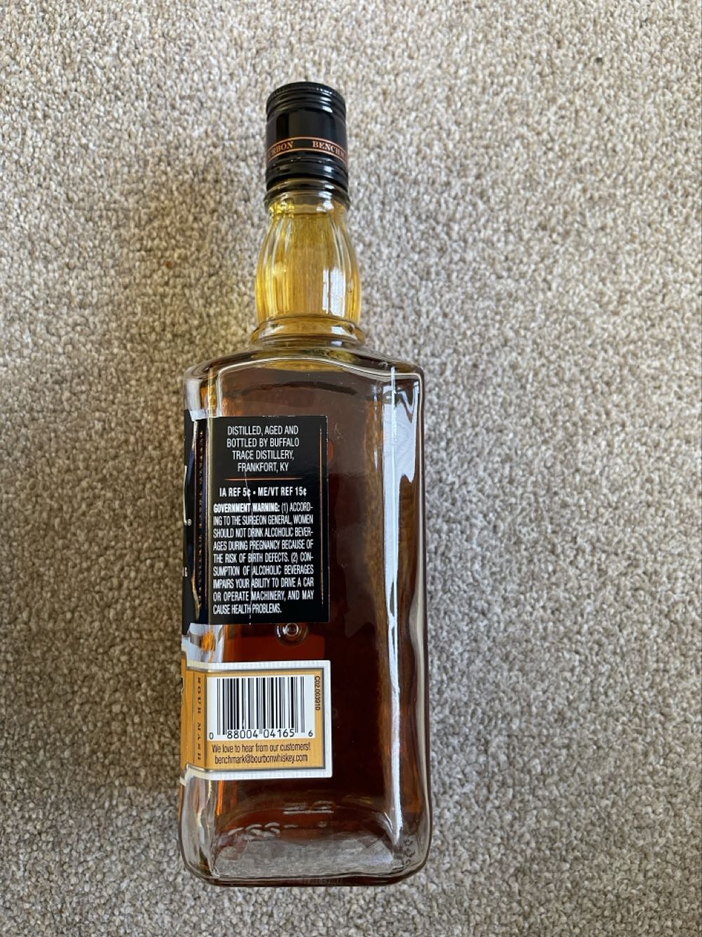 Benchmark Full Proof - Buffalo Trace Distillery, Frankfort, KY (750 mL) alcohol collectible [Barcode 088004041656] - Main Image 3
