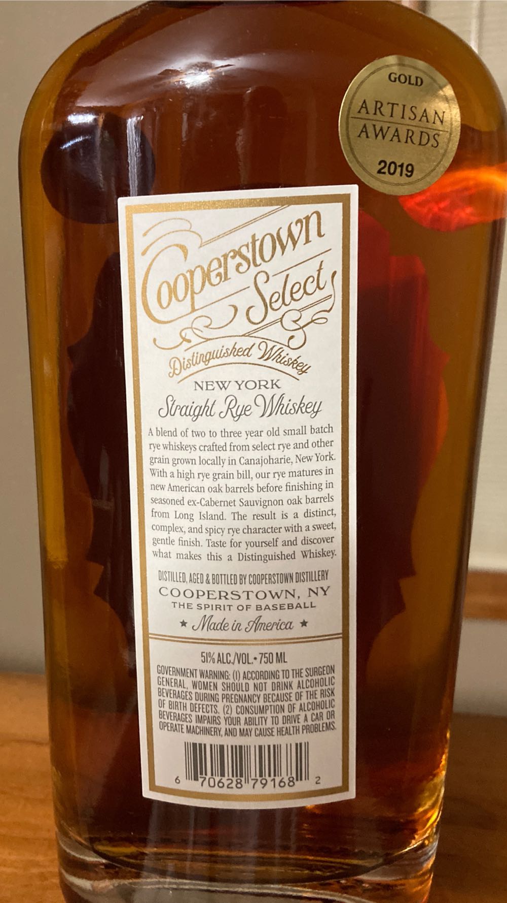 Cooperstown Select Rye - Cooperstown Distillery (750 mL) alcohol collectible [Barcode 670628791682] - Main Image 2