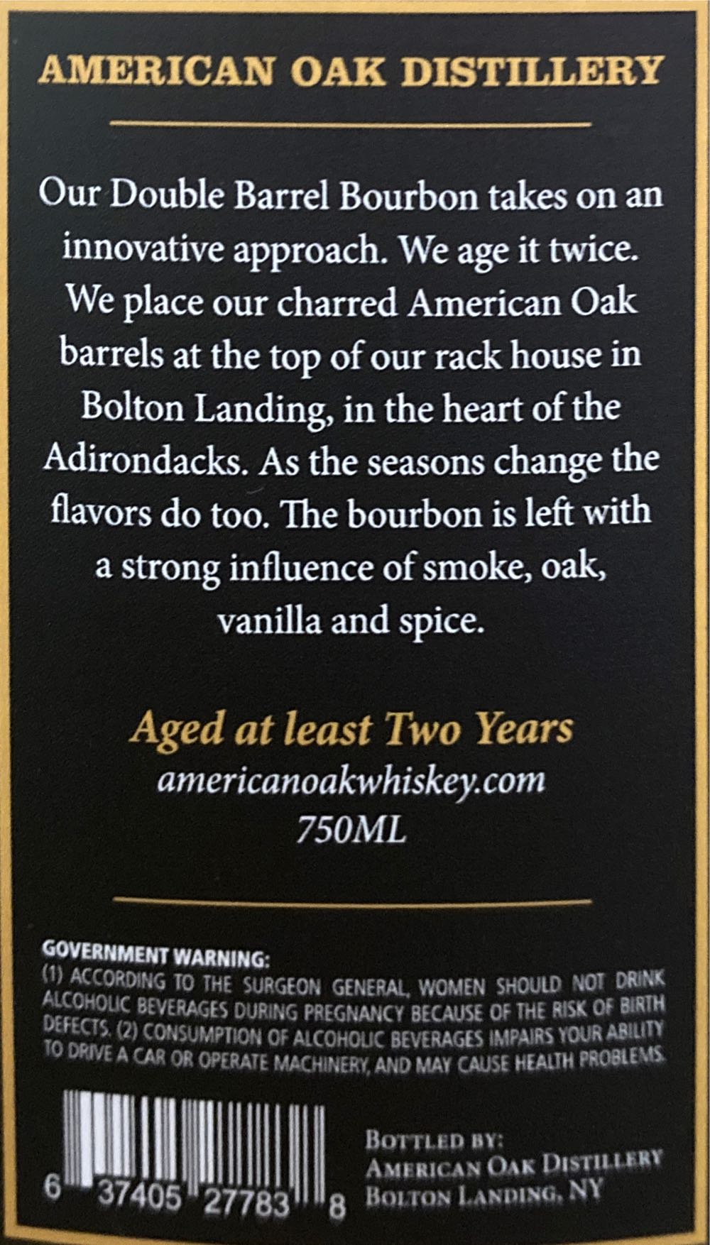 American Oak Double Barrel Bourbon - American Oak Distillery (750 mL) alcohol collectible - Main Image 2